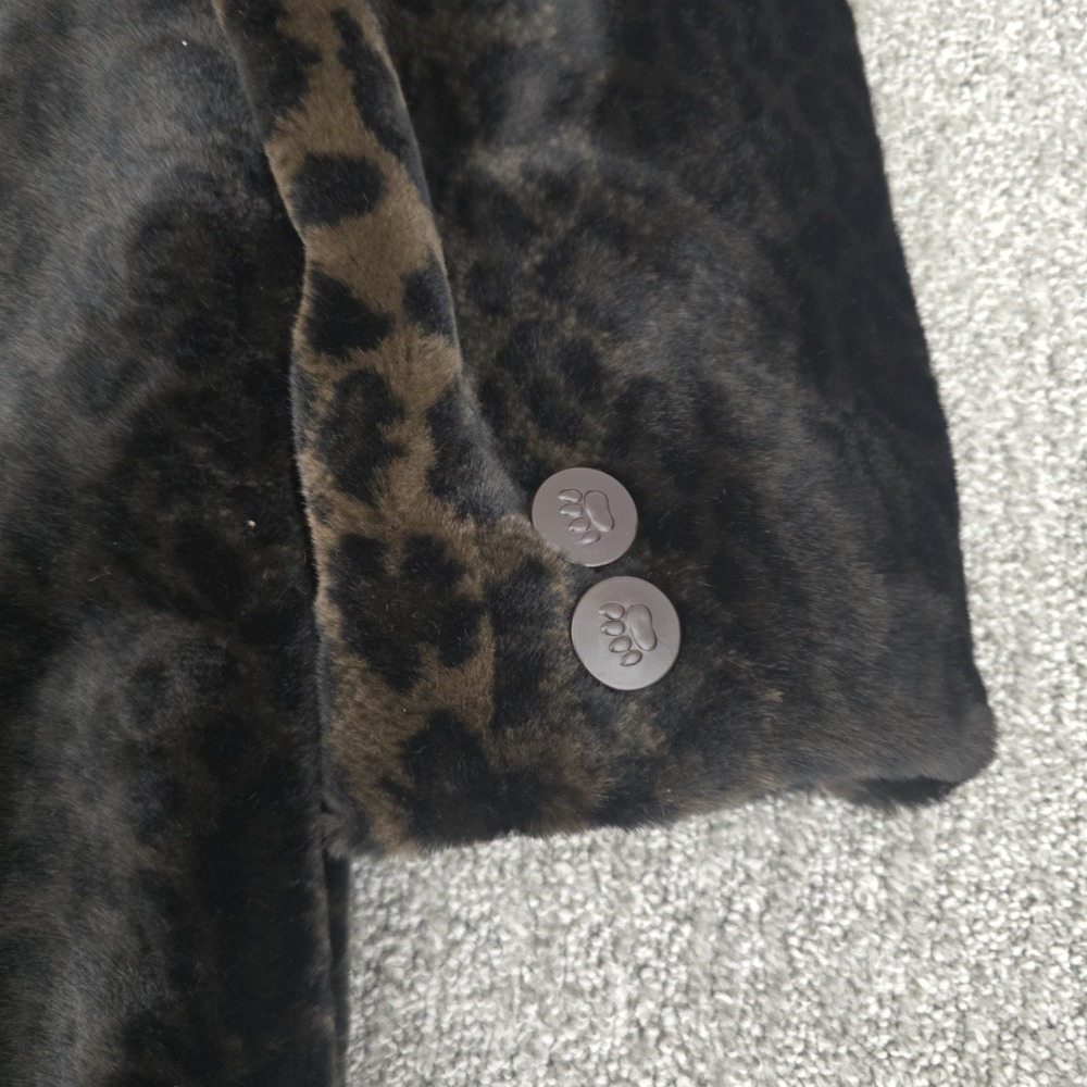 Preston Yorke Faux Fur Leopard Print Coat Brown Vintage Womens S‎ Mobwife Glam - Picture 6 of 7